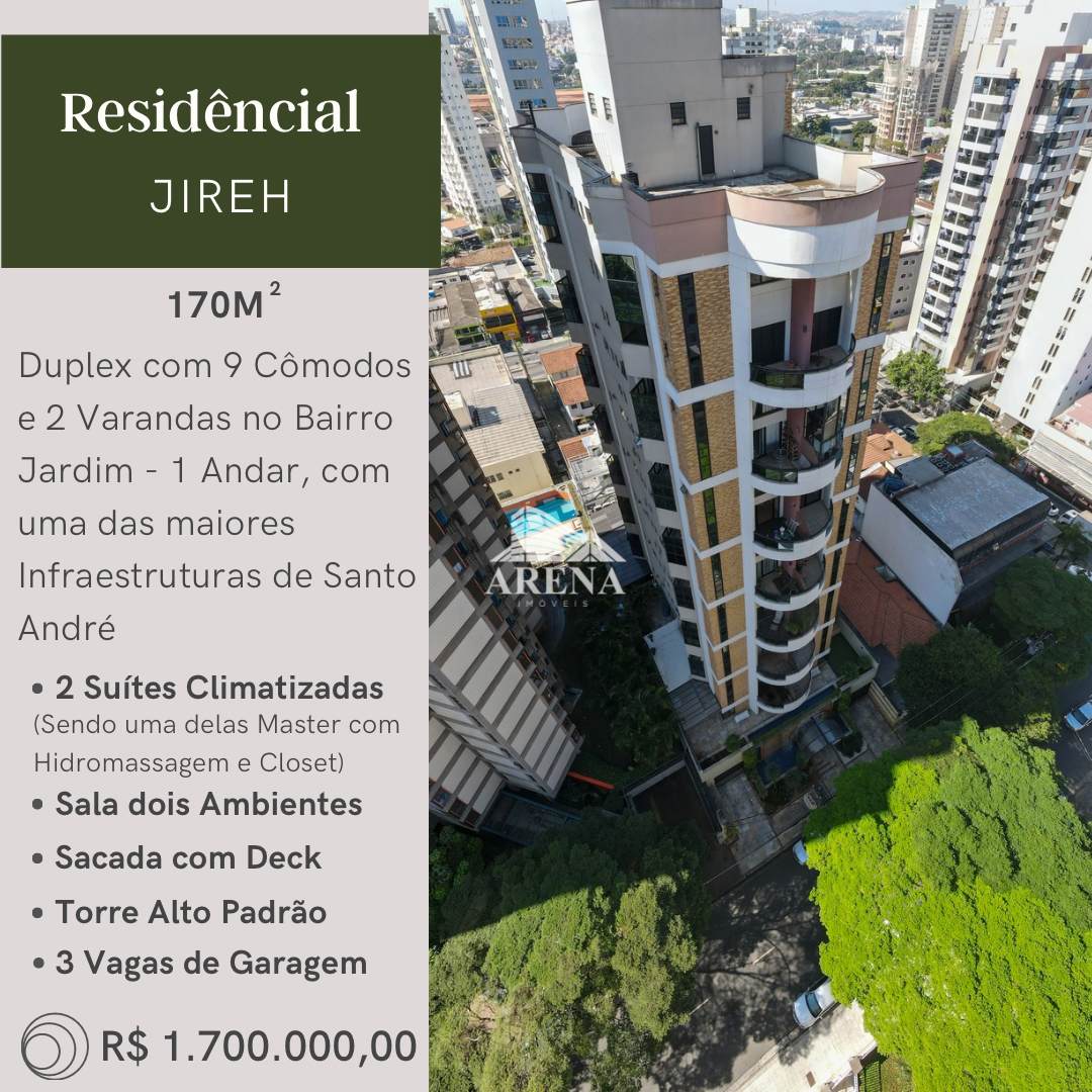 Bairro Jardim - Maravilhoso Apto DUPLEX com 170m² porteira fechada.