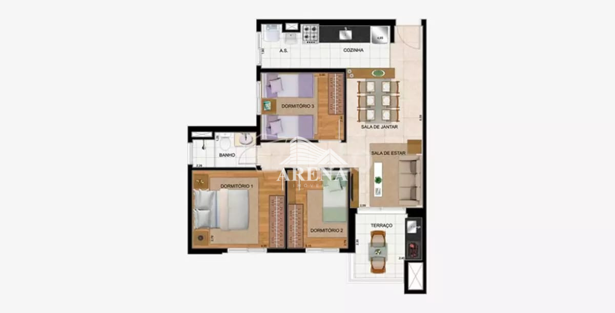 Apartamento 3 dormitórios por apenas R$ 520 mil 